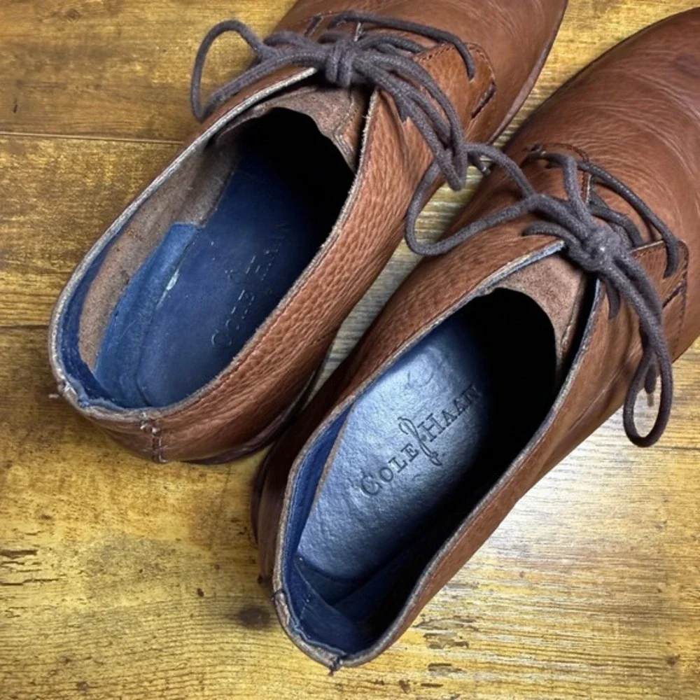 Cole Haan C11777 Brown Pebble Grain Leather Chukka Boots Mens 11M‎